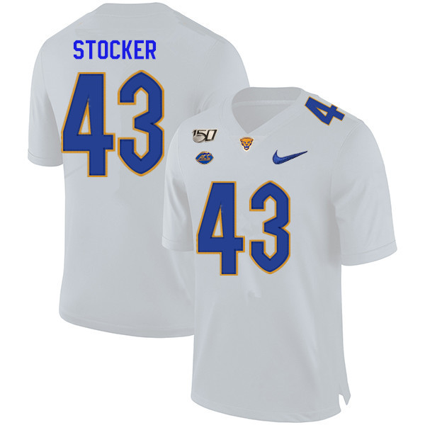 2019 Men #43 Jay Stocker Pitt Panthers College Football Jerseys Sale-White